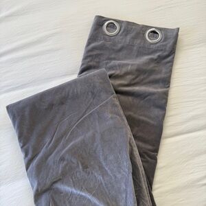 IKEA Gray Velvet Grommet Curtain Panels